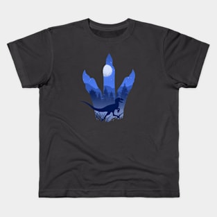 Velociraptor Moon Light Silhouette Kids T-Shirt